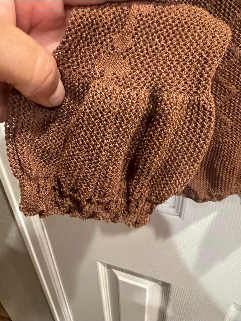 Zara Brown Sheer Ruffle Button-Front Blouse - Picture 5 of 12